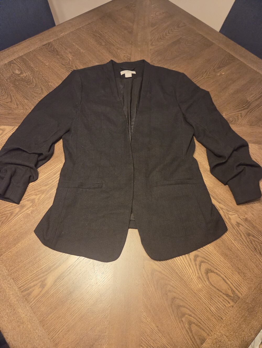 H&M Gathered Sleeve Blazer Jacket in Black sz 6